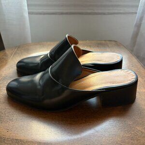Anne Thomas Leather Block-Heel Mules W36